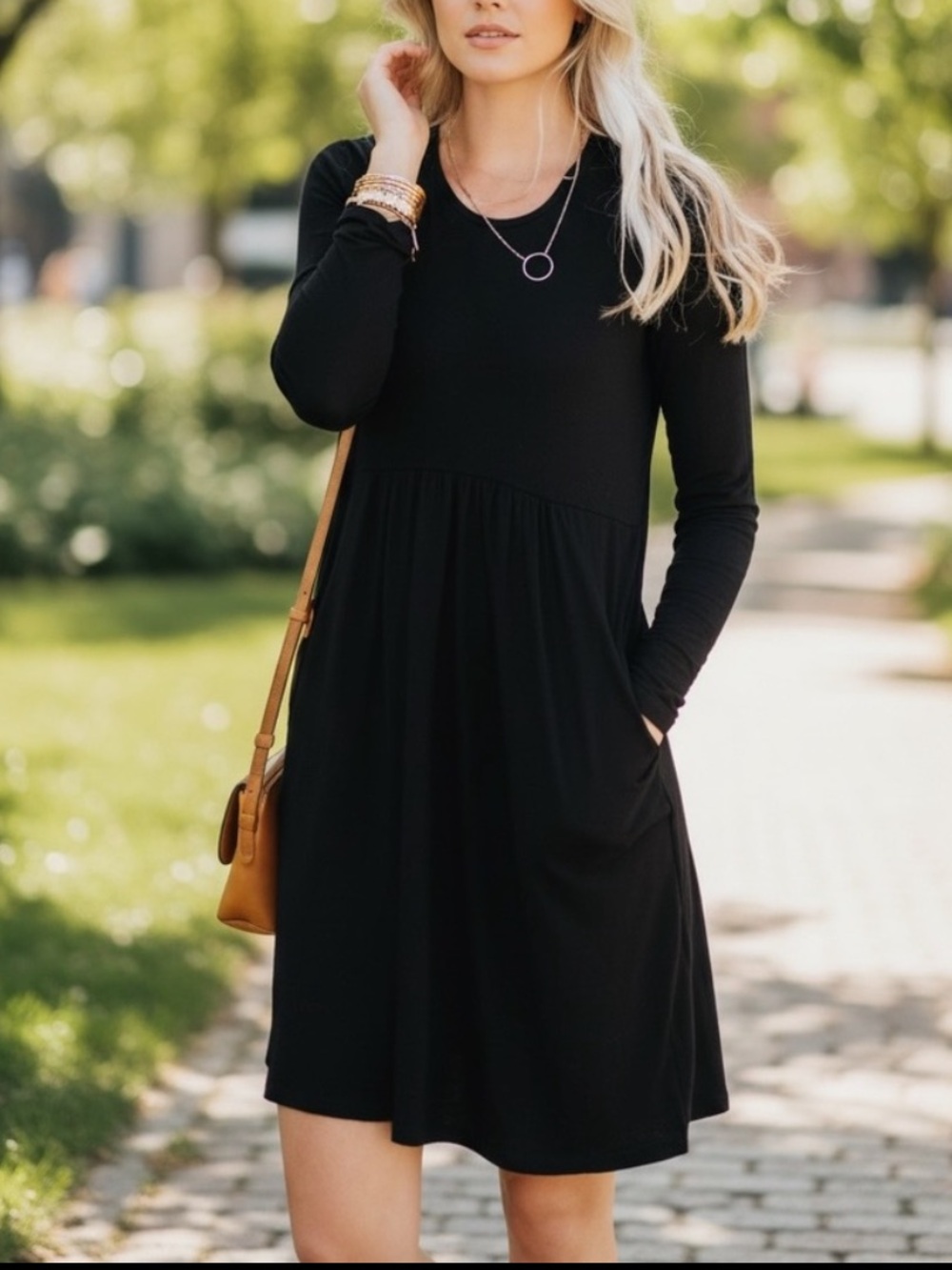 NEW• ELLA Essential Threads Black Swing Dress With Pockets•XL-2X